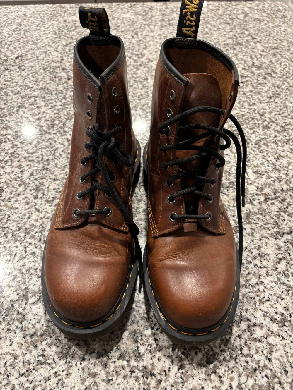 Dr. Martens Brown Leather 8-Eye Lace-Up Boots